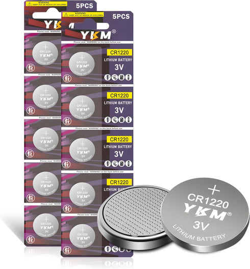 CR1220 3 Volt Coin Lithium Battery, 10 Pack for LED Light, Thermometer, Alarm Sensor, Watch - 5-Year Warranty