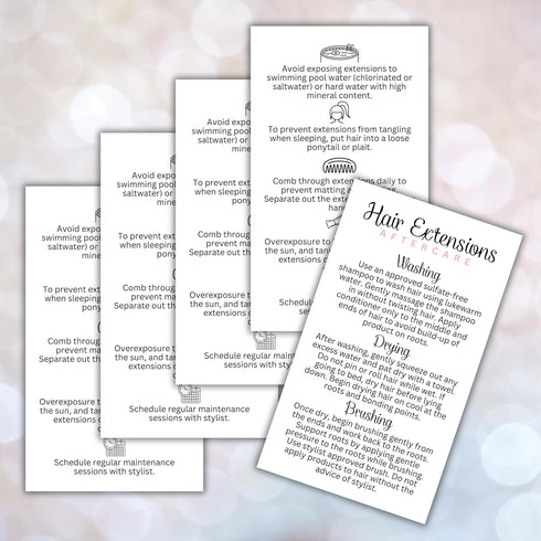 Hair Extension Aftercare Instruction Card, 50 pk, Do s and Don ts for Extensions Care