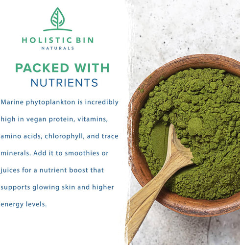 Marine Phytoplankton Powder by Holistic Bin - Vegan Omega 3 Supplement Naturally Grown in Nordic Seawater (50g)
