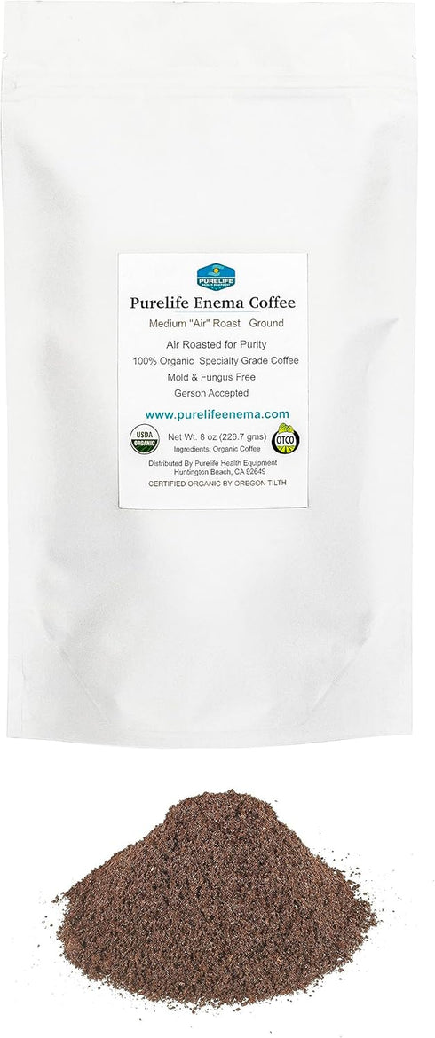 PureLife Enema Coffee - 1 Lb - Organic Gerson Specific, Ground, Mold & Fungus Free, Air Roasted Medium
