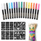 Temporary Tattoo Markers for Skin, 16-Count Body Markers + 77 Large Tattoo Stencils, Flexible Brush Tip, Skin-Safe