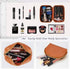 KTMOUW 3 Pcs Waterproof Makeup Bag Set: Portable Travel Cosmetic Organizer, Weave Toiletry Bag for Women, Brown