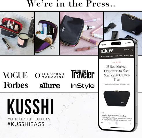 KUSSHI Neoprene Mini Makeup Pouch for Purse, Small Travel Pouch for Delicate Beauty Items (Size S, Pink)