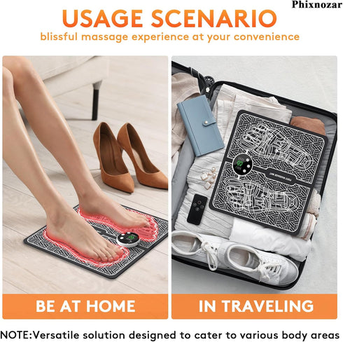 Phixnozar TENS & PMS, Transcutaneous Electronic Nerve Stimulator, EMS Foot Massager Mat for Muscle Relaxation,Back