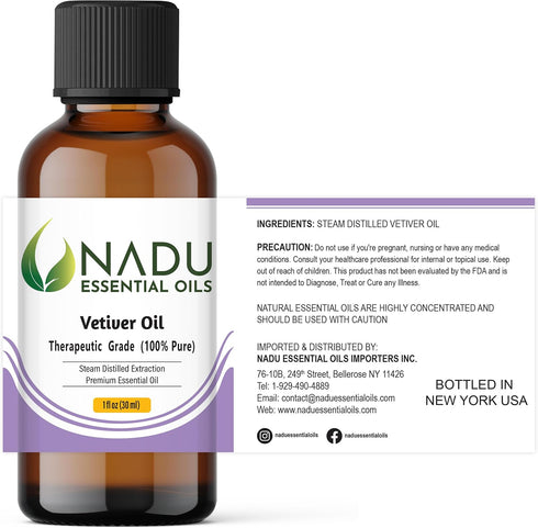 Nadu Essential Oils Sets Vetiver Essential Oil Steam Distilled from The vetiver Grass (Chrysopogon zizanioides)