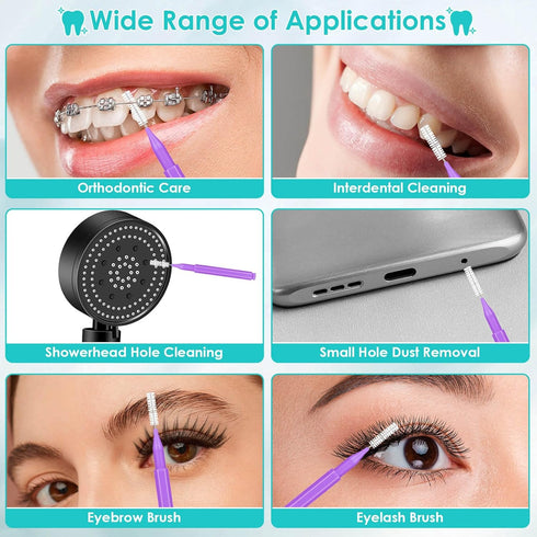Lezmarket 300PCS Interdental Brushes for Braces, Soft and Bendable Dental Brush, Purple