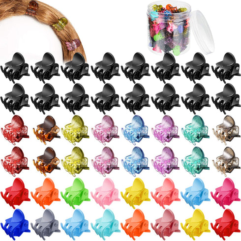 WILLBOND 100 Pieces Mini Hair Claw Clip, Colorful Plastic Hair Clamps with Box Container for Women Styling Accessories