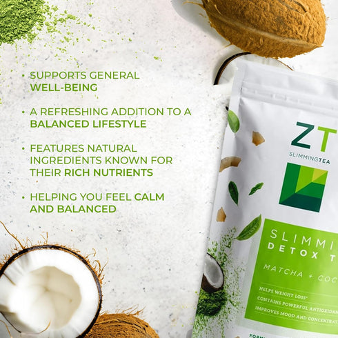 Dr. Zisman ZT Slimming Matcha-Coconut Herbal Tea Blend with Senna Leaf - 28 Day Wellness Blend (28 Bags)