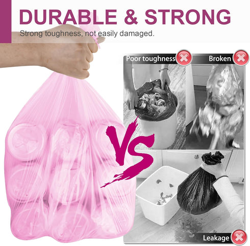 Charmount Small Trash Bags, 4 Gallon Garbage Bags, Unscented, 80 Count, Hot Pink for Kitchen Bedroom