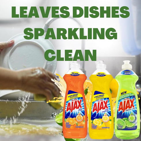 Ajax Dish Soap, Super Degreaser, 14 FL OZ (Lemon, Orange, Lime) Variety Pack of 3