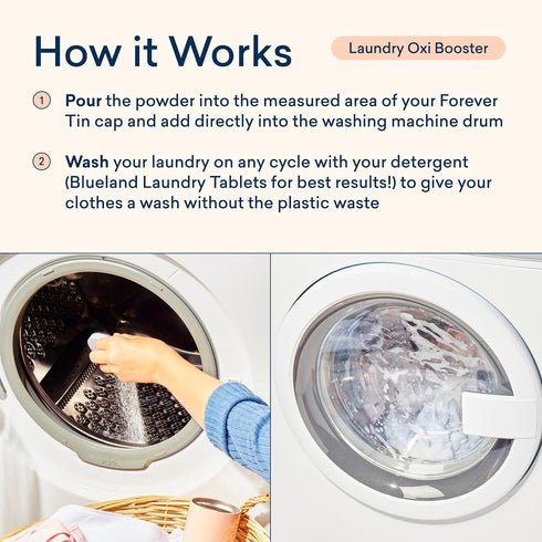 BLUELAND Oxi Laundry Booster Powder Starter Set, Eco Friendly Oxy Cleaner, Plant Based Stain Remover, 17.6oz