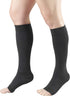 Truform 20-30 mmHg Compression Stockings for Men and Women, Knee High Length, Open Toe, Charcoal, Large