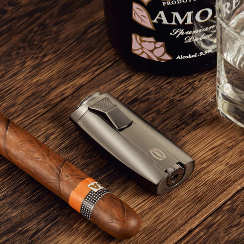 Cobber Torch Cigar Lighter, Double Jet Flame Refillable Butane Cigar Lighter in Gray