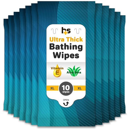 HealthSmart Adult Bathing Wet Wipes, Pack of 10, pH Balanced, Vitamin E