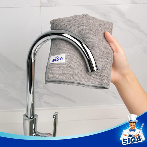 MR.SIGA Microfiber Cleaning Cloth, All-Purpose Towels, Pack of 12, Grey, 32 x 32 cm