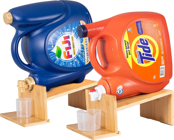 MyLifeUNIT Laundry Detergent Holder - 2 Pack Wooden Dispenser for Laundry Room Organization and Storage