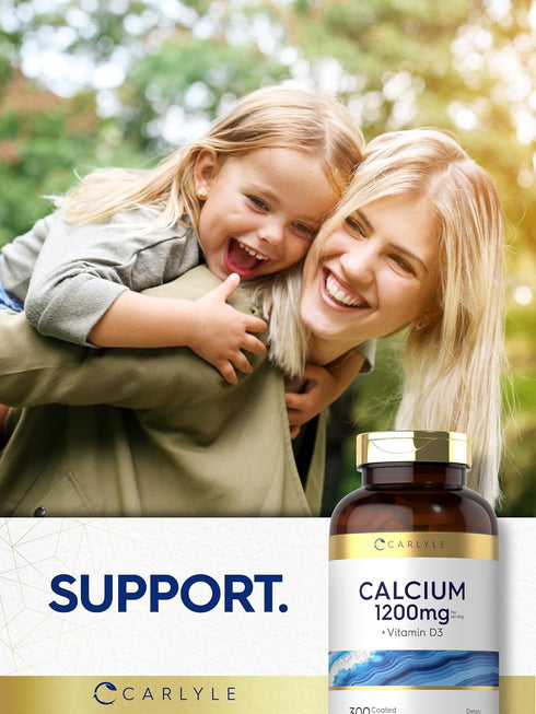 Carlyle Calcium 1200mg with Vitamin D3 - 300 Caplets, Non-GMO & Gluten Free