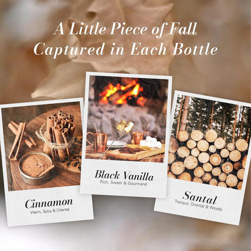 Set, 6 10mL JCLOUD Fall Essential Oils for Diffusers for Home, Autumn Scented Fragrance Oils Gift Incl. Black Vanilla