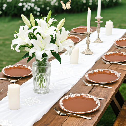 Houuqe 60 9 Inch PCS Platos De Barro Mexicanos Mexican Paper Plates Cielito Lindo Decoration- Mexican Terracotta Flower