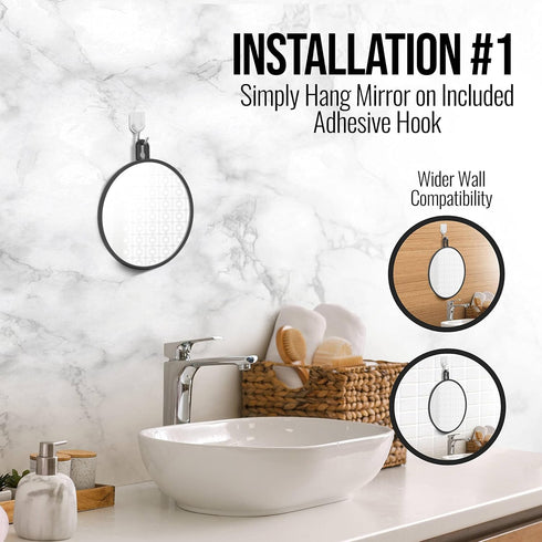 MIRRORVANA Small Shower Mirror for Shaving, 3 Attachment Options, Portable, Shatterproof, Bonus Anti-Fog Spray