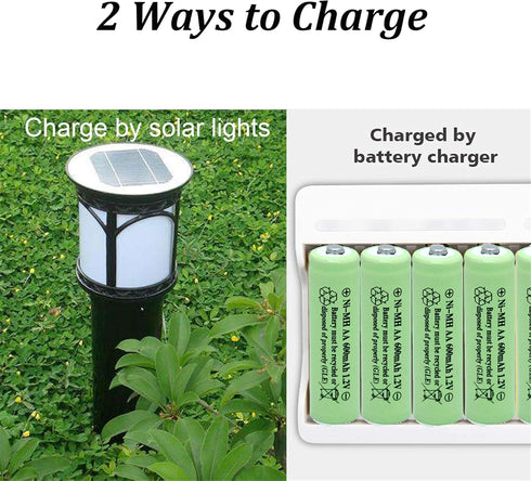 AA Ni-MH 600mAh 1.2V Double A Pre-Charged Rechargeable Batteries, 16 Pack for Outdoor Solar Lights