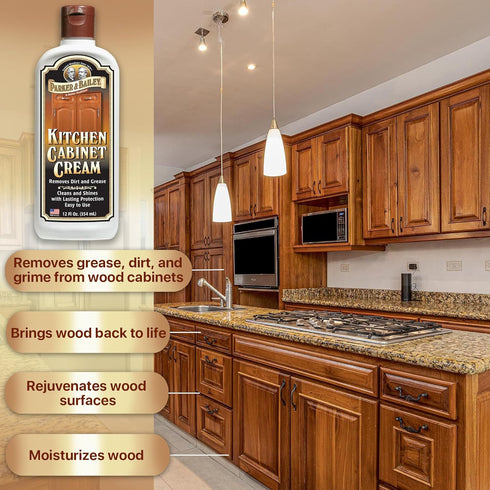 PARKER & BAILEY Kitchen Cabinet Cream, Multi-surface Wood Cleaner and Polish, Quick Shine Restorer