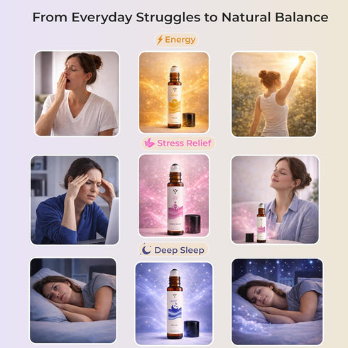 Yuganify Set (3 Pack) Essential Oil Roll On Sleep, Stress Relief & Revive Aromatherapy Rollers Pre-Diluted Travel Size