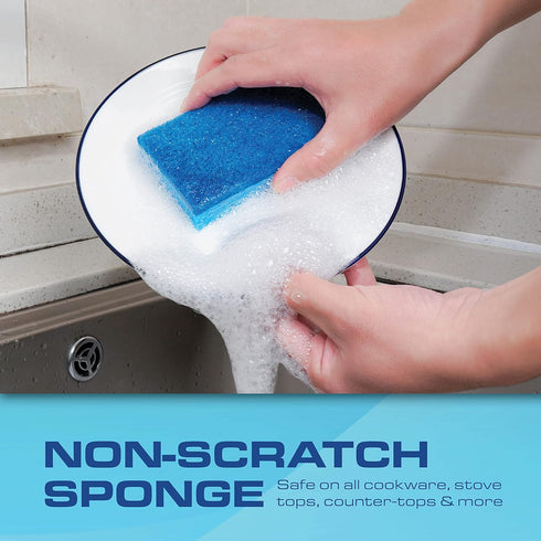 SCRUBIT 48 Pack Kitchen Sponges, Blue Dish Sponge for Washing Dishes, Bulk Cleaning Sponges Kitchen