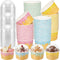 Jingmore 40 Count Paper Ice Cream Cups with Clear Dome Lids Disposable Dessert