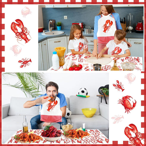 Set Crawfish Boil Party with Table Cover, Gloves & Bibs