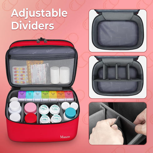 Mancro Dual Layers Medicine Organizer Bag, Pill Bottle Organizer Storage with Lockable Zipper, Medication Travel Bag