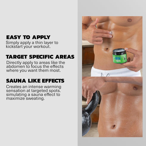 Kewlioo Triple Sweat Enhancing Cream for Workouts, Hot Sweat Cream for Arms, Belly, & Waist, Pre-Workout Slimming Gel