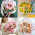 PATIKIL 22.8"x22.8" Pink Flower Wrapping Paper, 20 Sheets Non-Woven Waterproof Floral Bouquet Wrap with 1 Roll Ribbon