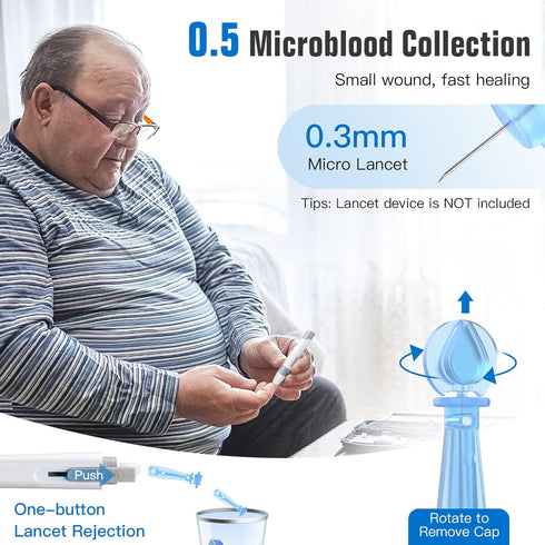 G-425-2 Blood Glucose Test Strips - 100 Counts for Diabetes + 100 Blood Lancets, for Glucoracy Meter