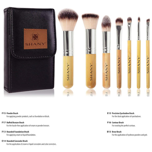 SHANY Makeup Brushes, I Love Bamboo, 7pc Petite Pro Bamboo Brush Set with Carrying Case