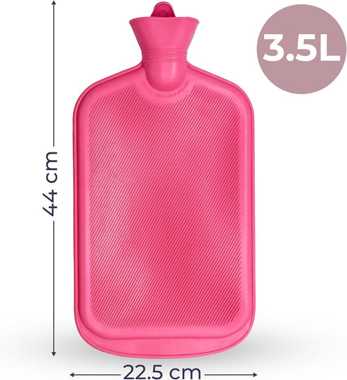XL Hot Water Bottle with Cover - 3.5L Pink Hot Water Bag for Pain Relief, Washable Soft Faux Fur