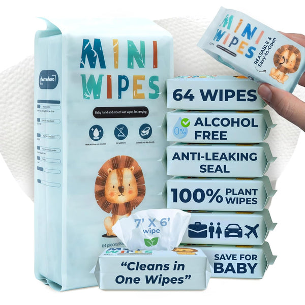HomeyHero Travel Baby Wipes - 100% Plant-Based Bamboo, Safe for babies & Sensitive