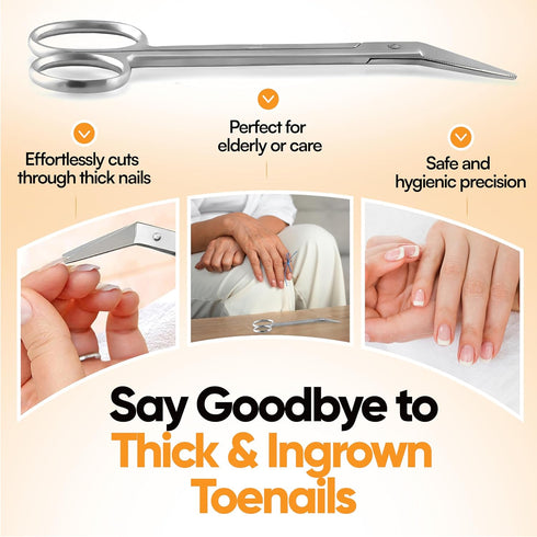 Long Handle Toenail Scissors 6” Nail Clippers for Seniors Podiatrist Manicure Pedicure for Ingrown Toe Nails