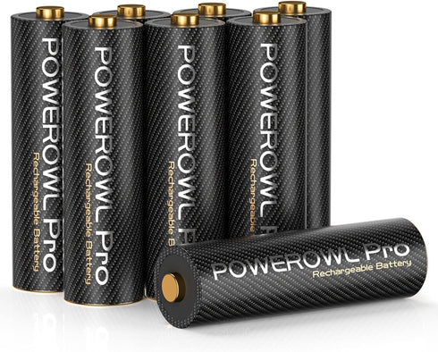 POWEROWL Goldtop Rechargeable AA Batteries PRO, High Capacity 2800mAh, Premium NiMH (8 Count)