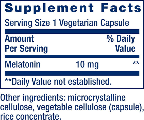 Life Extension Melatonin, 10 mg, Healthy Dose for Sleep Support, 60 Capsules