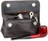 FIREDOG Genuine Leather Smoking Tobacco Pipe Pouch - Case Bag for 2 Pipes, Tamper Tool, Brown