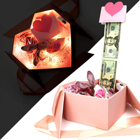 Money Box for Cash Gift Pull Pink - Money Gift Box for Cash Gift Ideas-Love Box with Money Pull Out KIT & Automatic