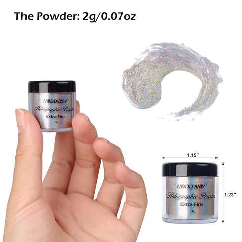 Holographic Powder 0.07oz/2g, 10 Micron Chrome Fine Powder for Epoxy Resin/Nails, Rainbow Holographic Mirror Nail