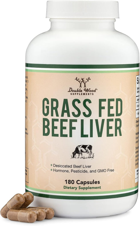 Beef Liver Capsules, 1000mg Grass Fed, 180 Capsules - Desiccated Beef Liver Supplement for Digestion & Immune Health