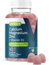 Gummies with Calcium Magnesium Zinc and Vitamin D3 - Supports Bone Health & Immune Function - Raspberry Flavor
