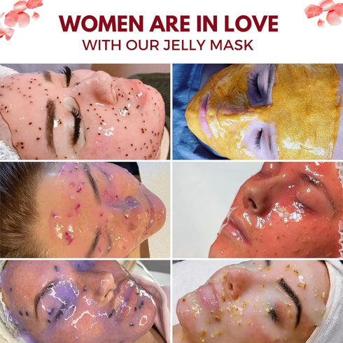 Jelly Face Mask for Facials - Bulgarian Rose Hydrating, Brightening & Nourishing Jelly Mask with Free Jade Roller &