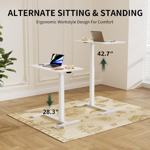 Medical Adjustable Overbed Bedside Table with Wheels, Rolling Laptop Table, Mobile Standing Desk for Home and Hospital