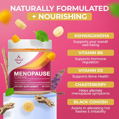 Gummies 60 Gummies (Pack 1) Lubracil Menopause for Women - Menopausal Supplements for Hot Flashes, Night Sweats, Mood