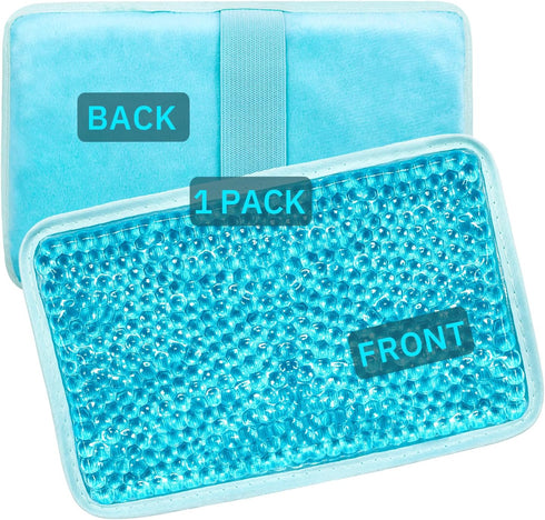Gel Beads Ice Pack Ice Bag with Strap, Reusable Hot & Cold Compress for Knee, Shoulder, Back, Ankle (Blue)