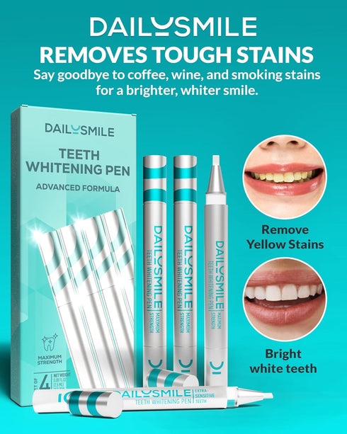 Smile-4PK Advanced Formula Teeth Whitening Pen, Strong Teeth Whitening Gel, Gentle Tooth Whitening Pen, Teeth Whitening